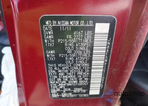 2012 Nissan Juke Sl from USA, damaged, VIN JN8AF5MV1CT109757